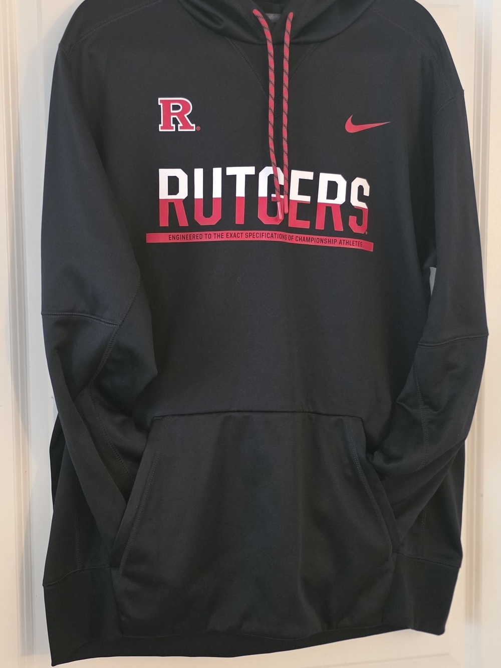 Nike Black Rutgers Pullover Hoodie with Red & White Graphics